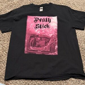 Gildan Black Tee with Pink Graphic